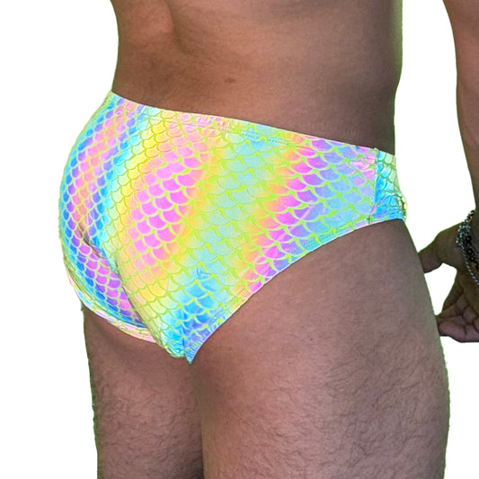 Party Bottoms - UV Green Mermaid Classic Cut Party & Swim Brief