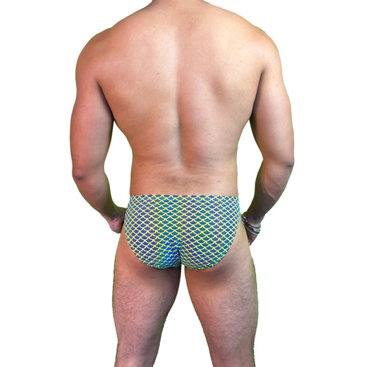 Party Bottoms - UV Green Mermaid Bikini Cut Party & Swim Brief