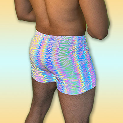 The Zaddy Shorts - Rainbow Reflective Zebra