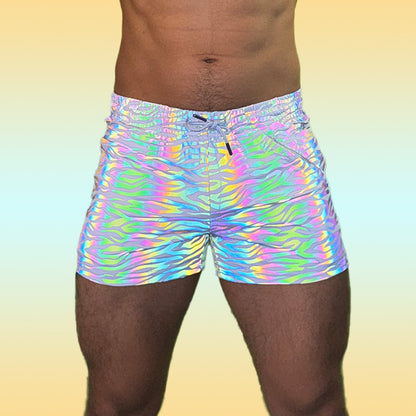 The Zaddy Shorts - Rainbow Reflective Zebra